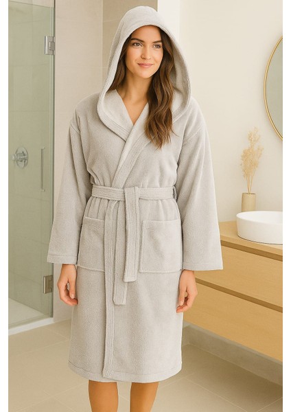 Bambu Penye Iplik Yumuşak Dokulu Su Emiciliği Yüksek Unisex Kadın Erkek Bornoz
