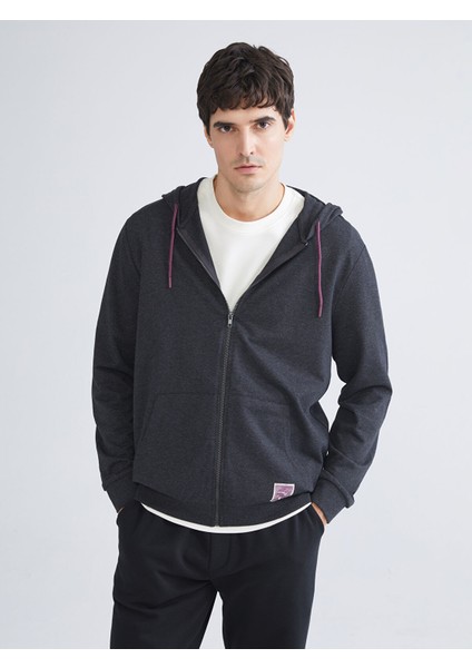 Yeni Sezon Kapüşonlu Uzun Kollu Erkek Fermuarlı Sweatshirt