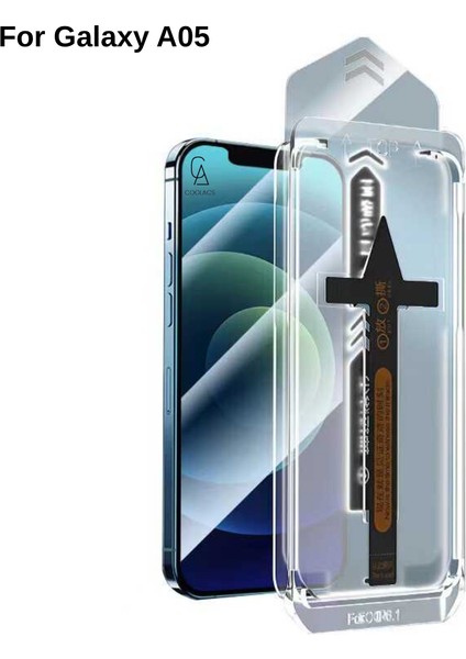 Samsung Galaxy A05 Uyumlu Kolay Uygulama Aparat Mekanizmalı Tam Kaplayan Cam Ekran Koruyucu