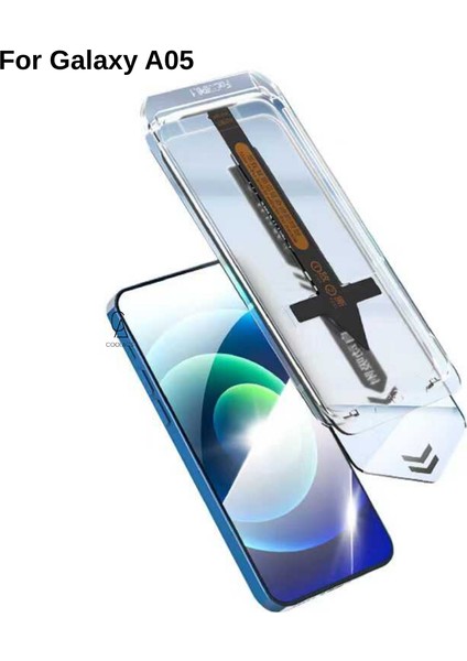 Samsung Galaxy A05 Uyumlu Kolay Uygulama Aparat Mekanizmalı Tam Kaplayan Cam Ekran Koruyucu modelleri