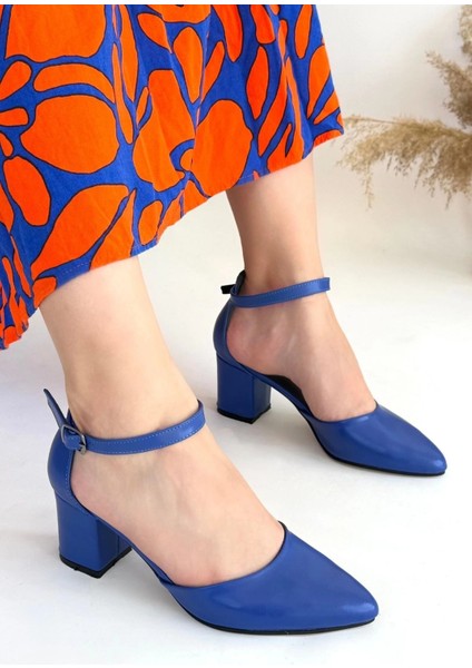 Lvsqvr Mulen Mavi Cilt Topuklu Ayakkabı (Numara: 39)