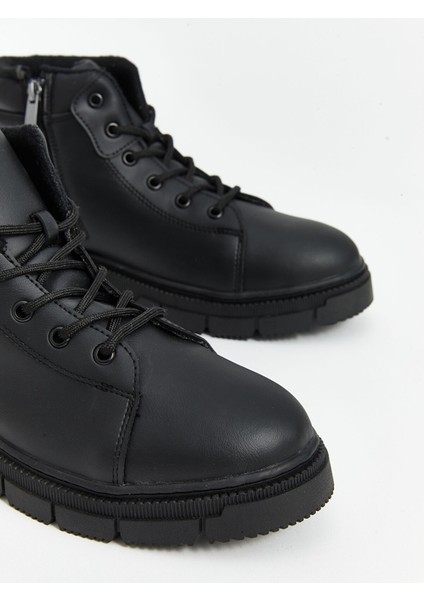 Yeni Sezon Deri Görünümlü Bağcıklı Erkek Bot modelleri