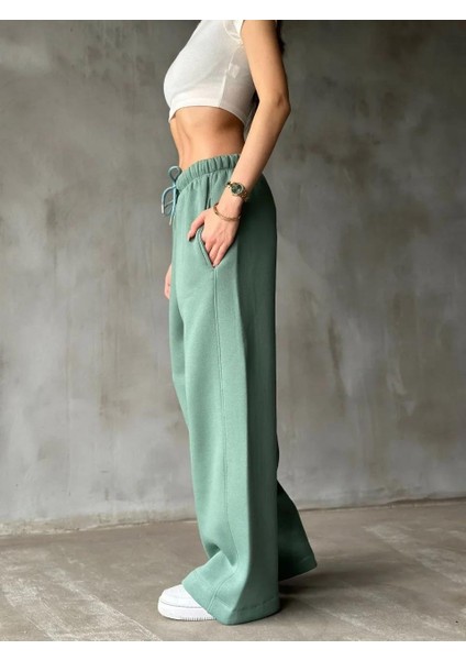 Palazzo Bol Paça Eşofman Pantolon - Yeşil fiyatları