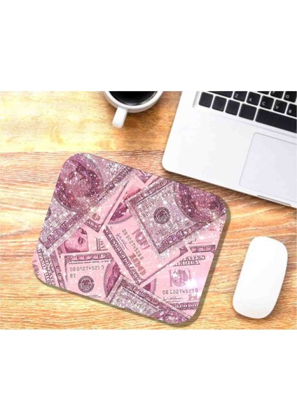 Pembe Dolar Baskılı Mouse Pad