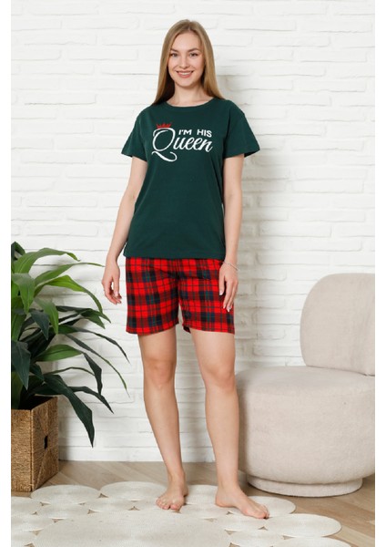 Kadın Pijama Takımı - Ekose Altlı (Diz Üstü) - 12426