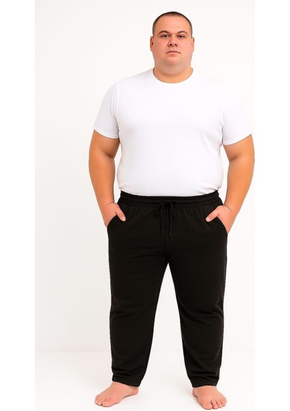 Erkek Büyük Beden 2280 Cepleri Fermuarlı Alt Eşofman Siyah