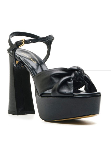 Tooth Siyah Hakiki Deri Kadın Topuklu Sandalet fiyatları