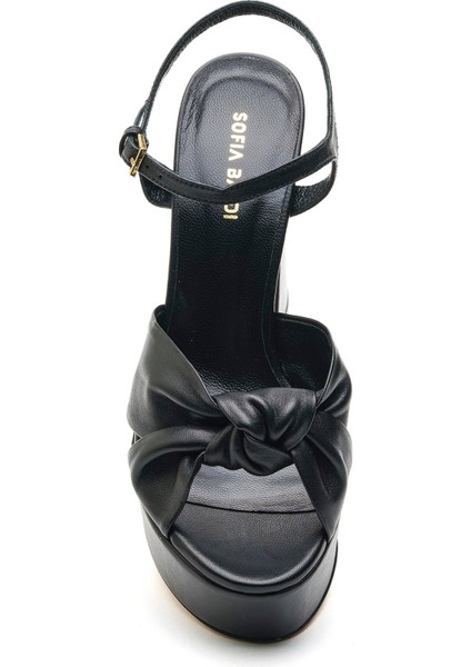 Tooth Siyah Hakiki Deri Kadın Topuklu Sandalet fırsatları