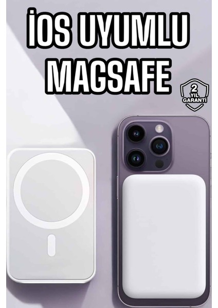 5000 Mah Ios Uyumlu Magsafe Kablosuz Şarj Hızlı Şarj Desteği