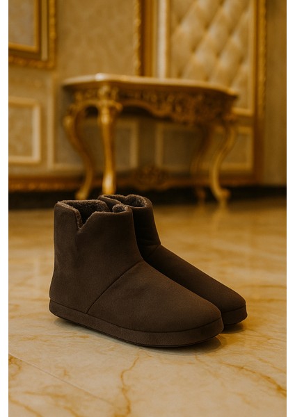 Erkek Panduf Peluş Ev Ayakkabısı Düz