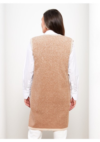 Yeni Sezon V Yaka Desenli Kadın Triko Yelek indirimleri