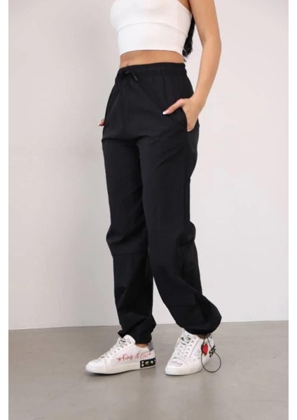 Paraşut Kumaş Paça Cepli Baggy Eşofman - Siyah fiyatları