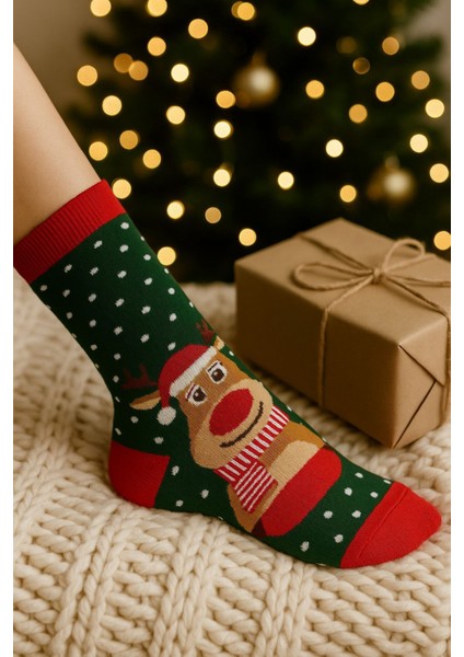 4'lü Paket Unisex Yılbaşı Çorap Renkli Soket Çorap Yeniyıl indirimleri