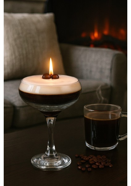 Kahveli Mum Martini Bardağında modelleri