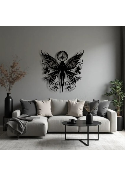 Peri Figürlü Metal Duvar Dekoru – Zarafetin ve Hayal Gücünün Sembolü