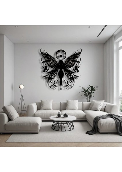 Peri Figürlü Metal Duvar Dekoru – Zarafetin ve Hayal Gücünün Sembolü