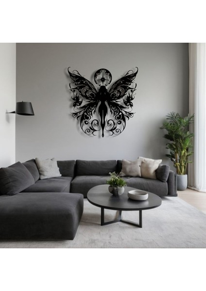 Peri Figürlü Metal Duvar Dekoru – Zarafetin ve Hayal Gücünün Sembolü