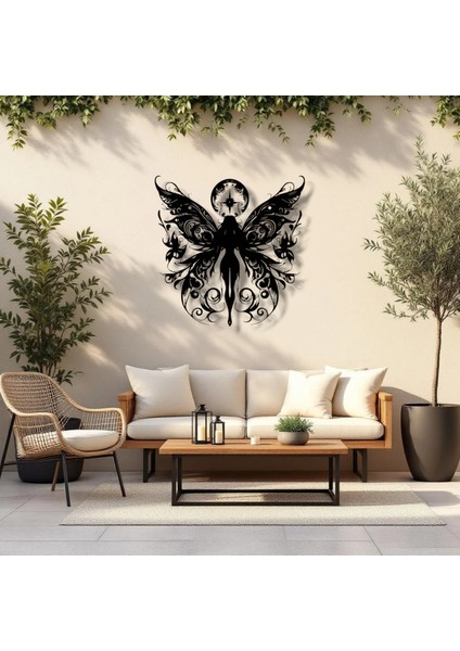 Peri Figürlü Metal Duvar Dekoru – Zarafetin ve Hayal Gücünün Sembolü