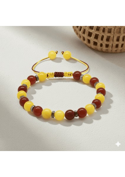 Makrome Örgülü Küre Kesim Sarı Kırmızı Jade Akik Hematit Doğaltaş Erkek Taraftar Bileklik fırsatları