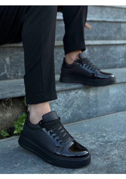 Lvsqvr KB-X46 Kuback Siyah Rugan Yüksek Siyah Taban Günlük Spor Ayakkabı (Numara: 44)
