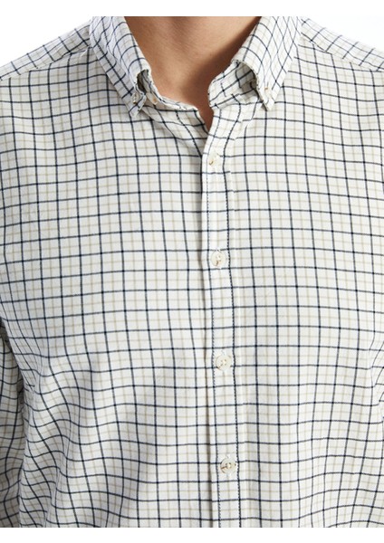 Yeni Sezon Slim Fit Uzun Kollu Ekose Poplin Erkek Gömlek modelleri