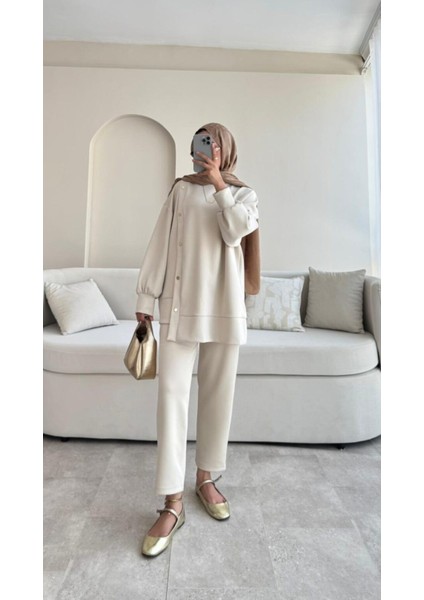 Kadın Pantolon İkili Scuba Takım M61205 - Bej fırsatları