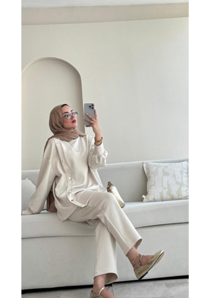 Kadın Pantolon İkili Scuba Takım M61205 - Bej