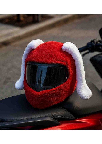 Kırmızı Peluş Kask Kılıfı Kask Süsü