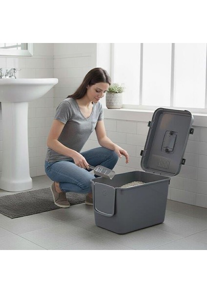 Handor Kapalı Kedi Tuvaleti XXL 57X39X43 - Gri fırsatları