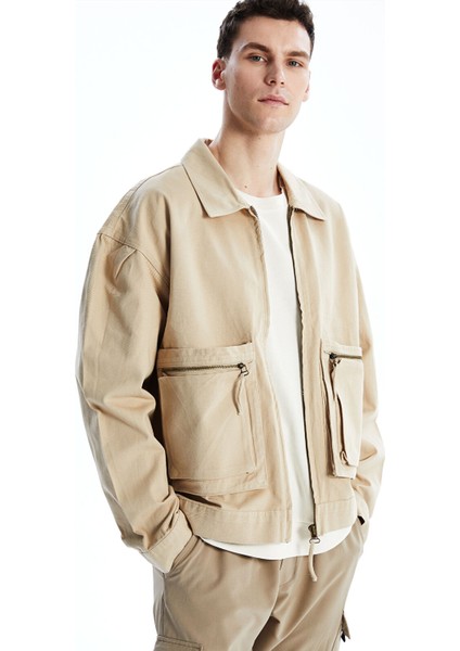 Yeni Sezon Rahat Kalıp Uzun Kollu Gabardin Erkek Gömlek Ceket