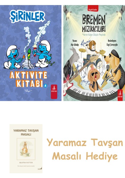 Şirinler - Aktivite Kitabı 4 + Bremen Mızıkacıları + Yaramaz Tavşan Masalı