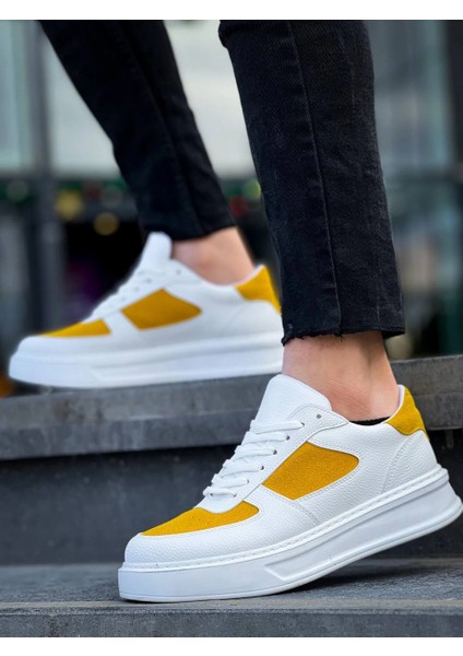 Lvsqvr Kb-X8 Kuback Beyaz Cilt Sarı Süet Detaylı Beyaz Yüksek Taban Günlük Spor Ayakkabı (Numara: 43) fırsatları