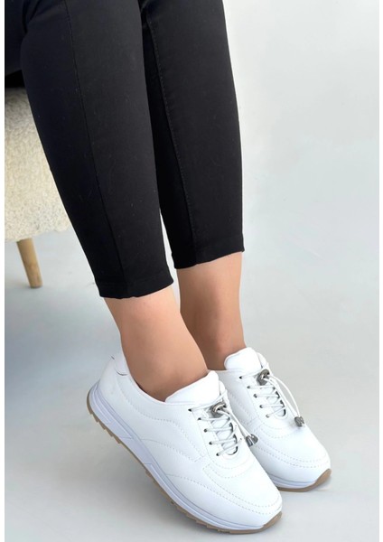 Lvsqvr Finna Beyaz Cilt Bağcıklı Spor Ayakkabı (Numara: 36)