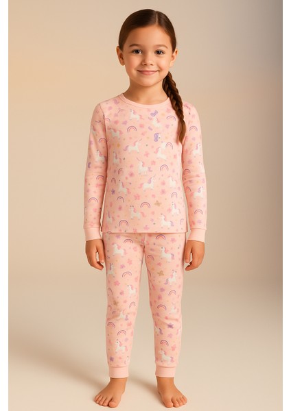 Kız Çocuk Unicorn Desenli Kutulu Pijama Takımı