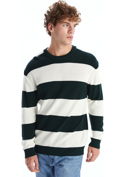 Yeni Sezon Bisiklet Yaka Uzun Kollu Renk Bloklu Erkek Triko Kazak