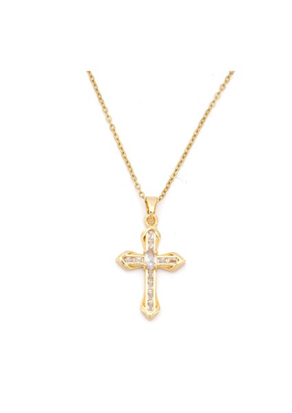 Çelik Kolye - Haç Kolye Altın Kaplama KLY-638