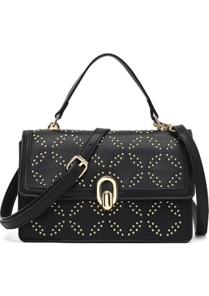 Kadın Siyah Taşlı Uzun Askılı Kol Çantası 25ABD264618