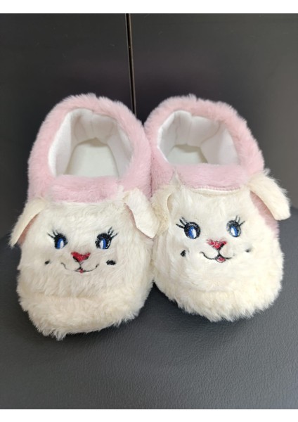 Çocuk Kaydırmaz Taban Panduf Pamuk Astarlı, Kedi Figürlü Çok Amaçlı Okul, Kreş Patiği, Ev Patiği