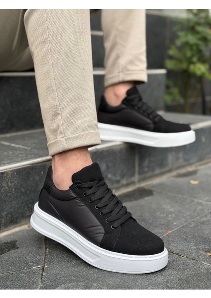 Lvsqvr KB-046 Kuback Siyah Paraşüt Beyaz Yüksek Taban Günlük Spor Ayakkabı (Numara: 40)