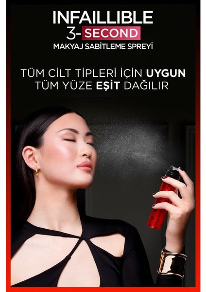 Infaillible 3-Second Makyaj Sabitleme Spreyi & L’oréal Paris Infaillable Automatic Jel Göz Kalemi 10 Bright Nude fırsatları