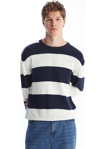 Yeni Sezon Bisiklet Yaka Uzun Kollu Renk Bloklu Erkek Triko Kazak