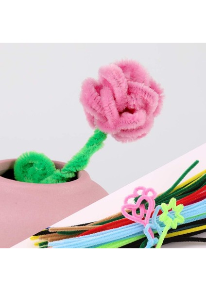 Şönil Tel, El Işi, Dıy, Hobi ve Çiçek Yapım Teli, Pastel Pembe, 100 Adet, 6 mm - 30 cm fırsatları