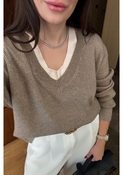 Çift Parça Tasarım Kazak- Vizon modelleri