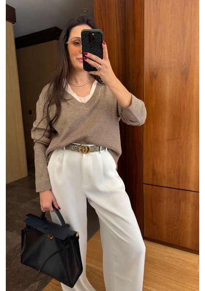 Çift Parça Tasarım Kazak- Vizon fırsatları