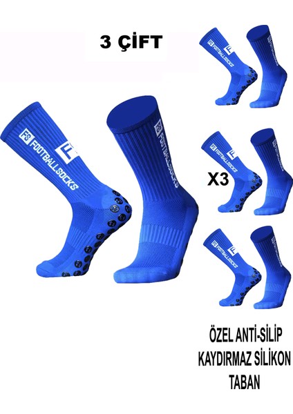 3 Çift Kaydırmaz Silikon Tabanlı Futbol Çorabı Kauçuk Havlu Taban Dikişsiz Maç Sporcu Tozluk Konç