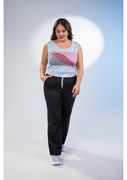 Kadın 12224141 Baskılı Atlet Mavi