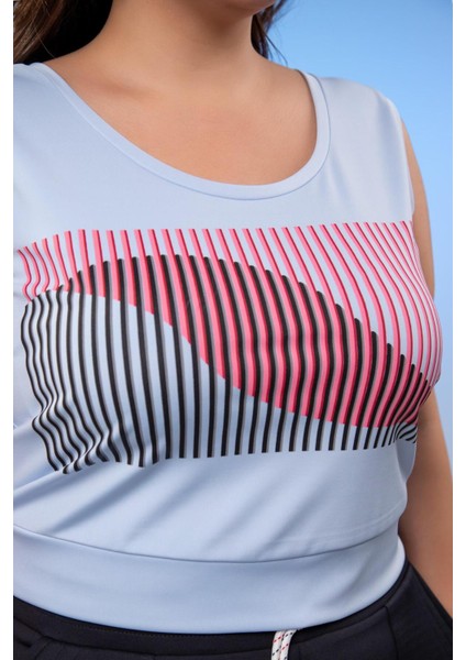 Kadın 12224141 Baskılı Atlet Mavi fırsatları