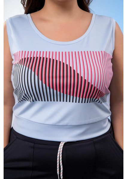 Kadın 12224141 Baskılı Atlet Mavi indirimleri