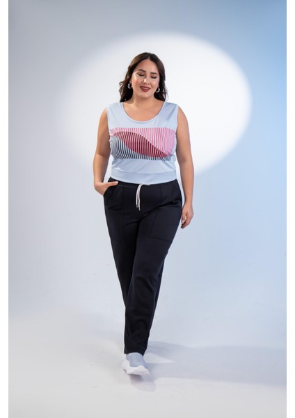 Kadın 12224141 Baskılı Atlet Mavi