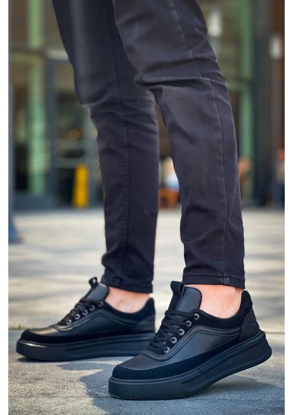 Lvsqvr KB-006 Kuback Siyah Cilt Siyah Yüksek Taban Bağcıklı Günlük Erkek Ayakkabı (Numara: 44) indirimleri